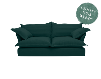 Maker and Son Sofa, Song Pillow Edge in Topaz Dark Green Italian Linen
