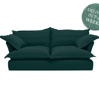 Maker and Son Sofa, Song Pillow Edge in Topaz Dark Green Italian Linen